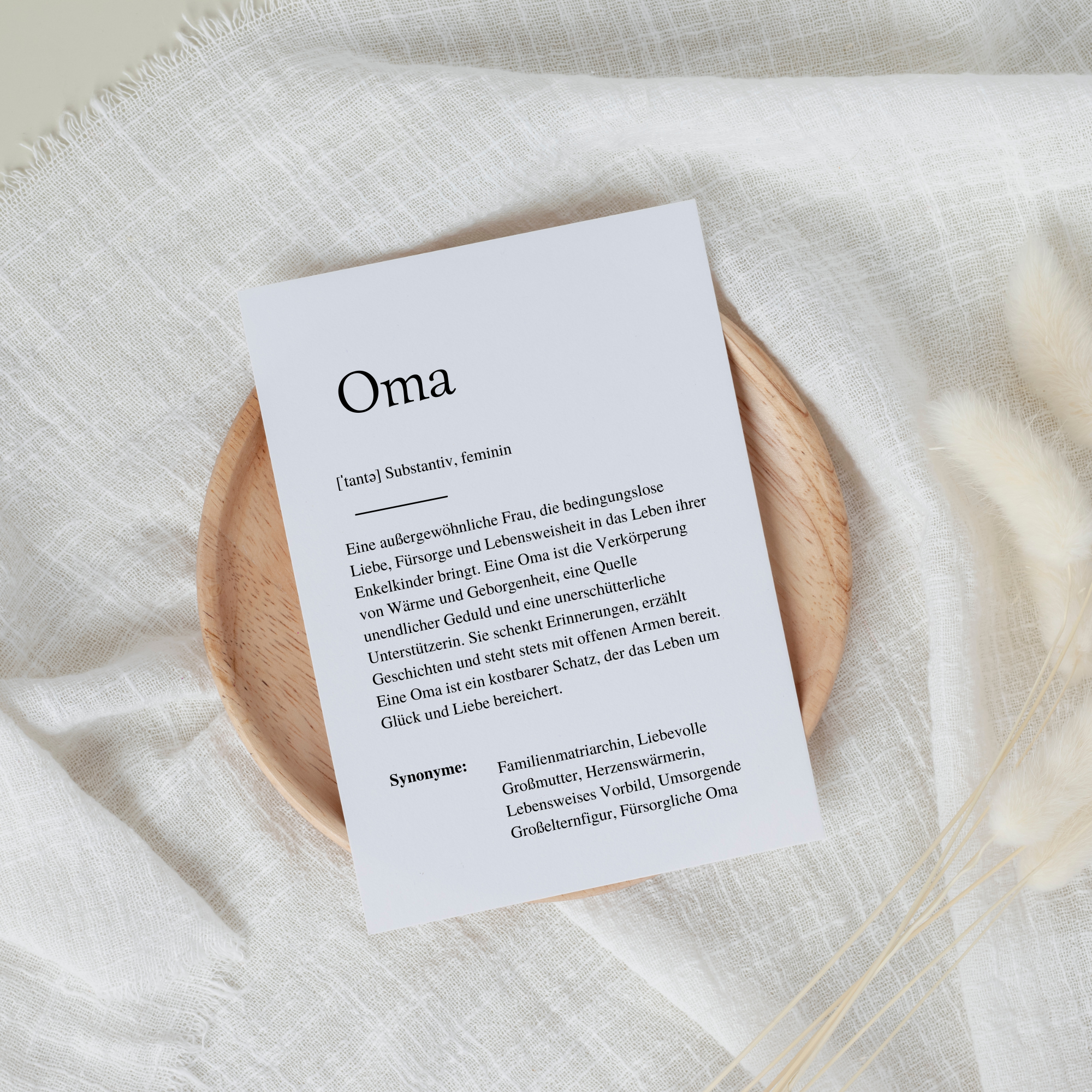 Definitionskarte "OMA" | Bedanken | Geschenk | Muttertag | Definition | Baby | Schwangerschaft | Vorfreude | Geburtstag | Familie | Du wirst Oma